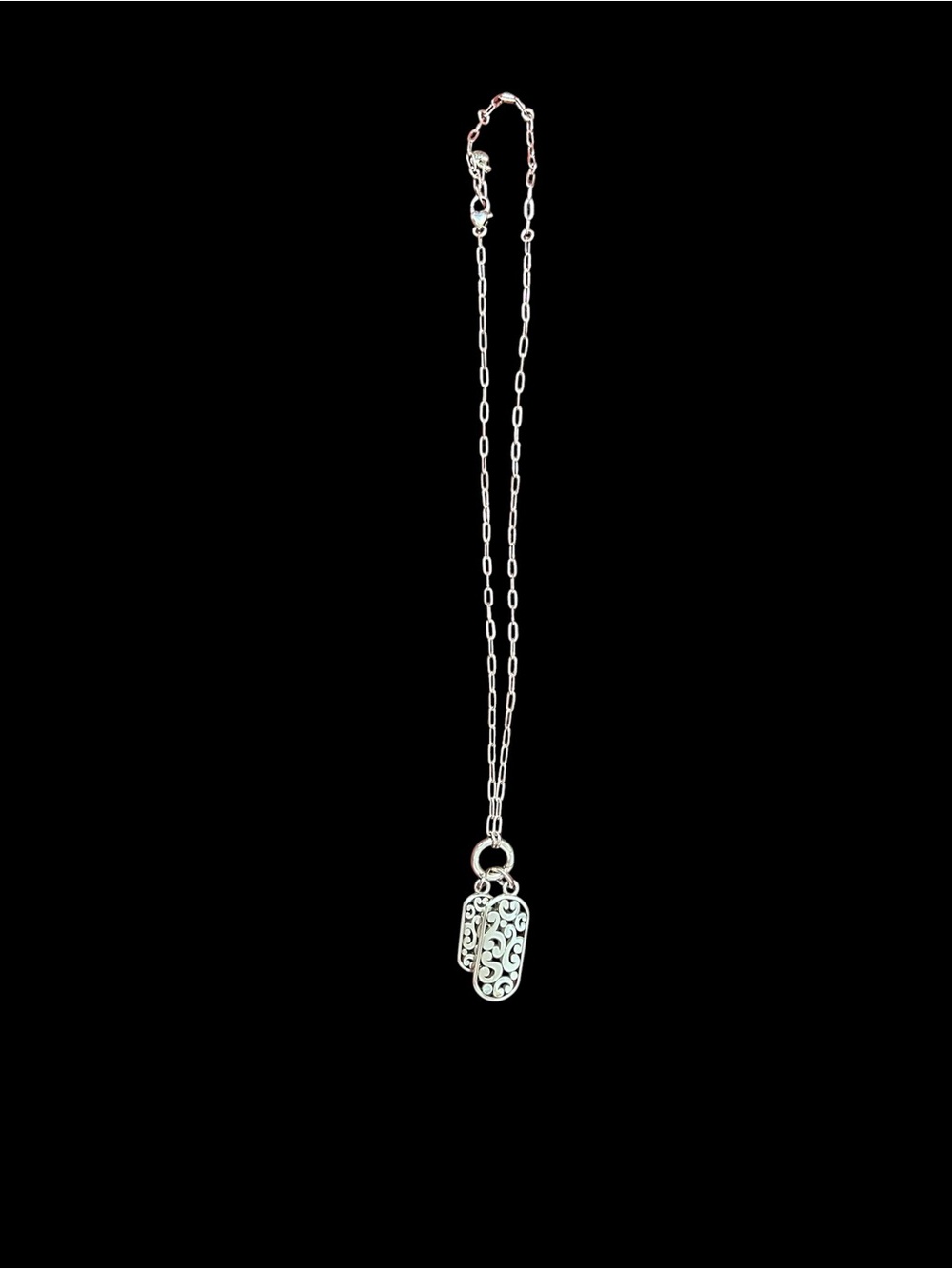 Brighton Silver Filigree Tag Pendant Necklace - Silver
